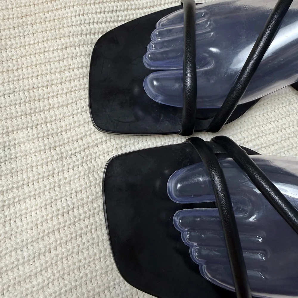 . Zara Black Spiral Flat Sandals. Size‎ 9. - Picture 2 of 4